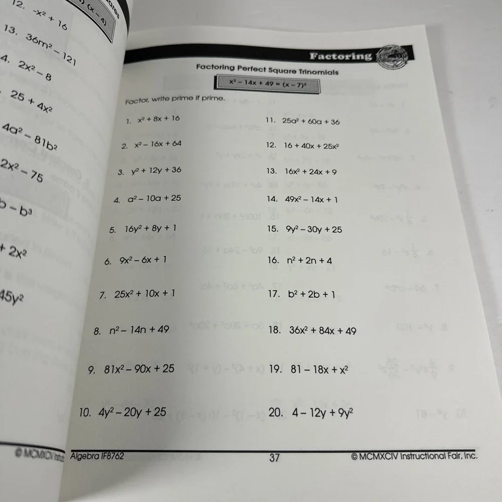 Algebra Math By McGraw Hill The 100+ Series Unused